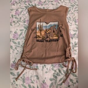 MTV Medium Brown Desert Tank Top With Side Cut Outs